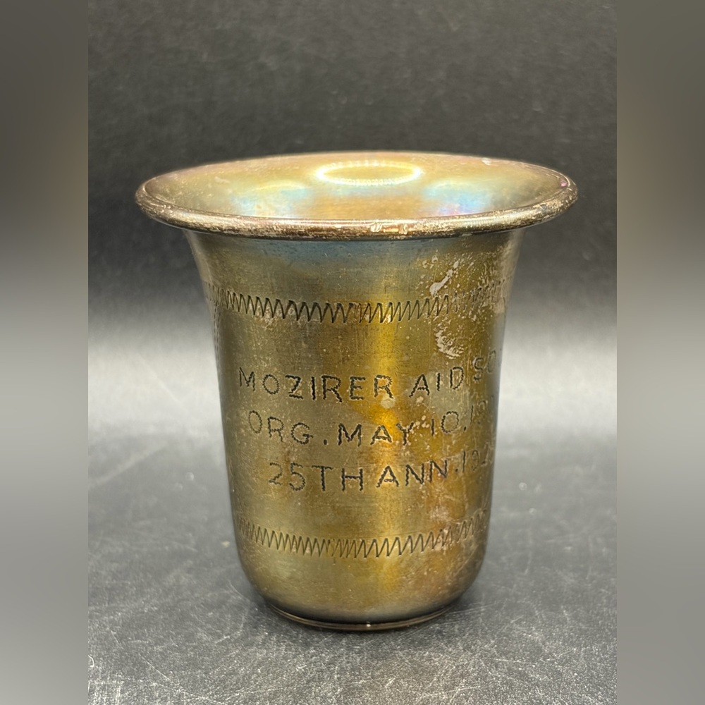 Antique Sterling Silver Mozirer Aid Society Engraved Judaica Kiddush Cup